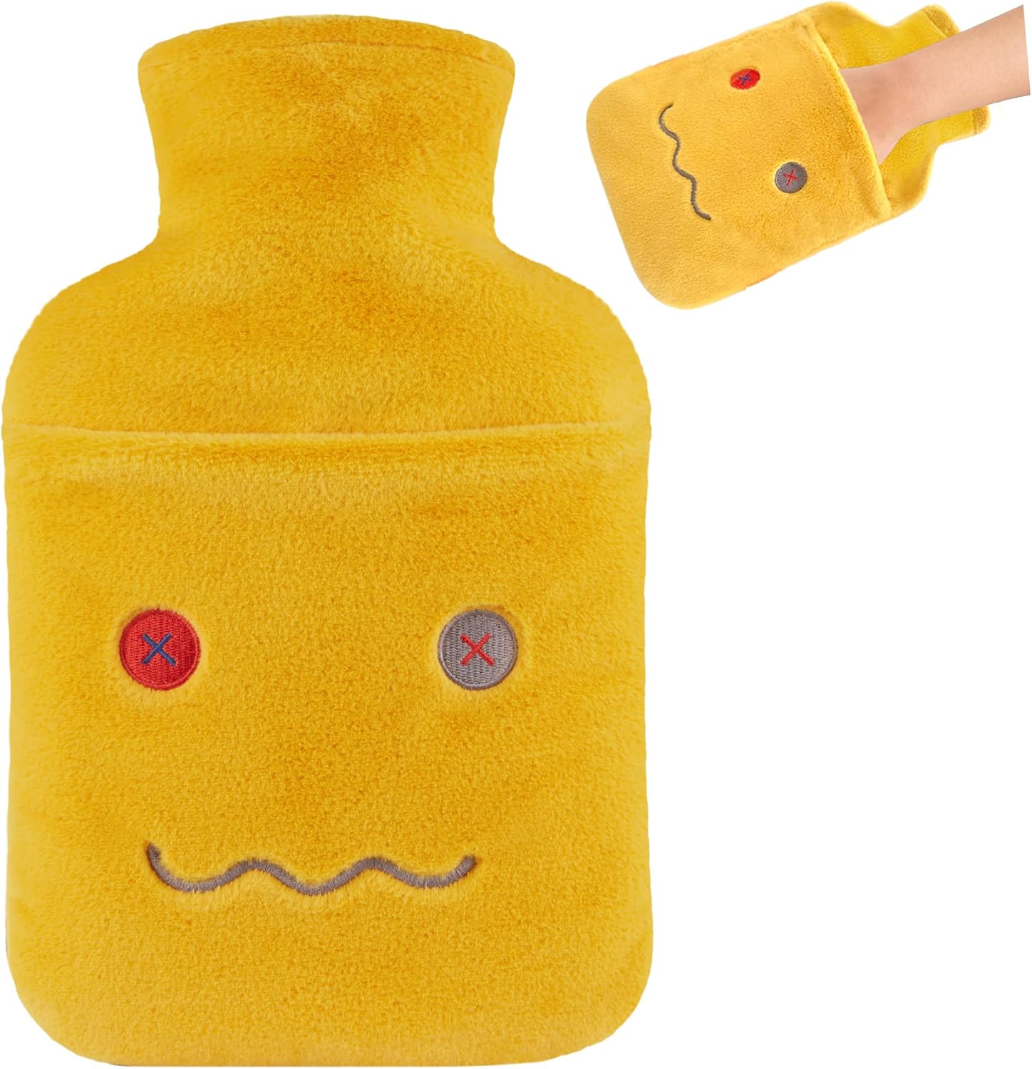 samply Hot Water Bottle with Hand Pocket Cover, 2L Hot Water Bag for Menstrual C...