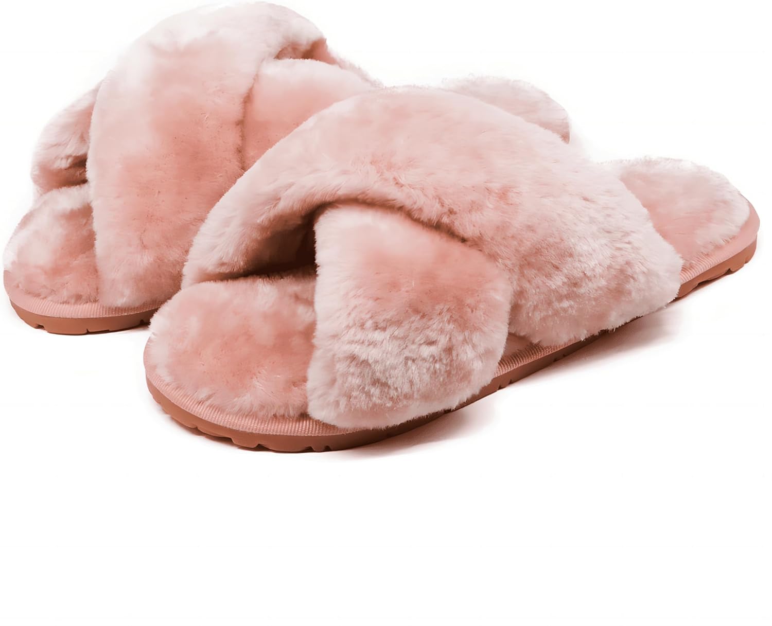 Crazy Lady Women's Fuzzy Fluffy House Slippers Cute Plush Memory Foam Shoes Cros...