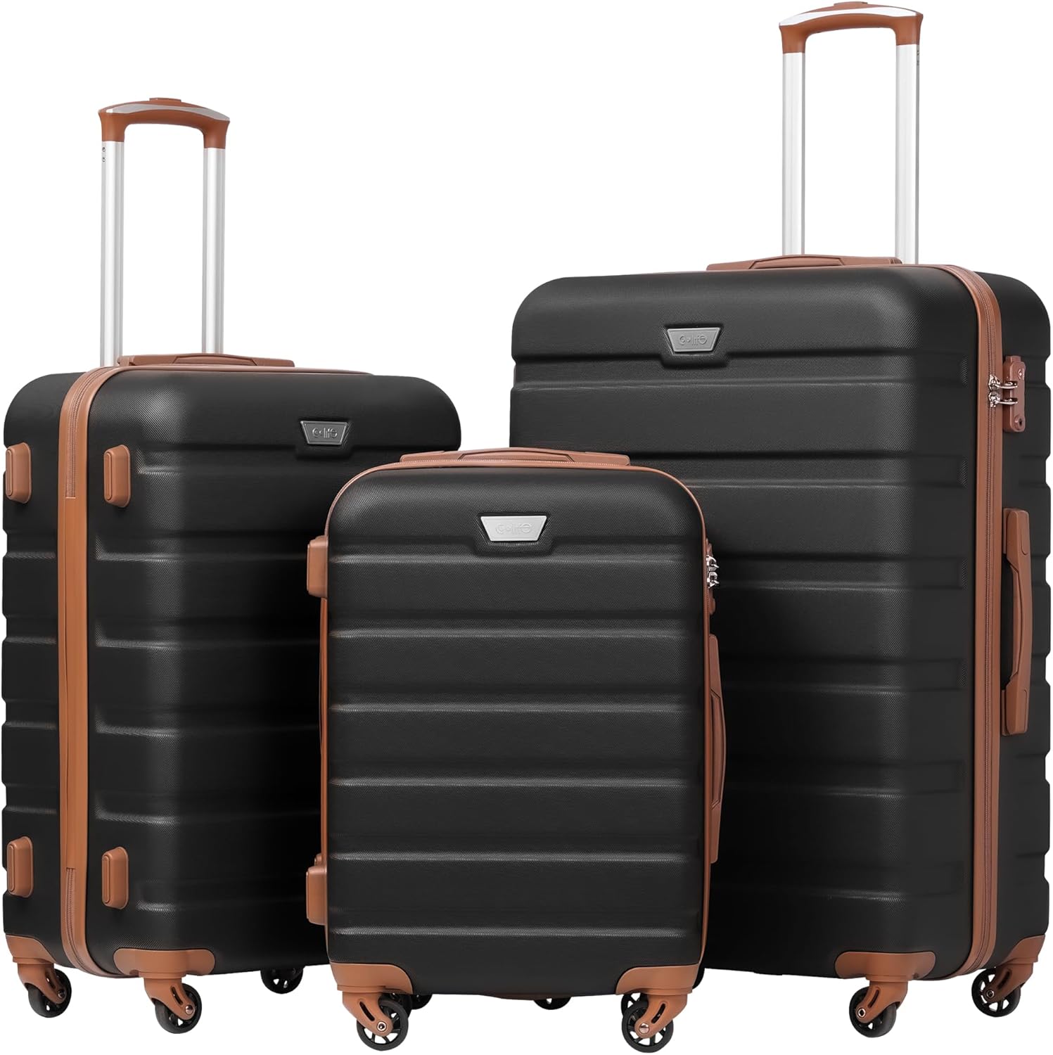 COOLIFE Suitcase Trolley Carry On Hand Cabin Luggage Hard Shell Travel Bag Light...