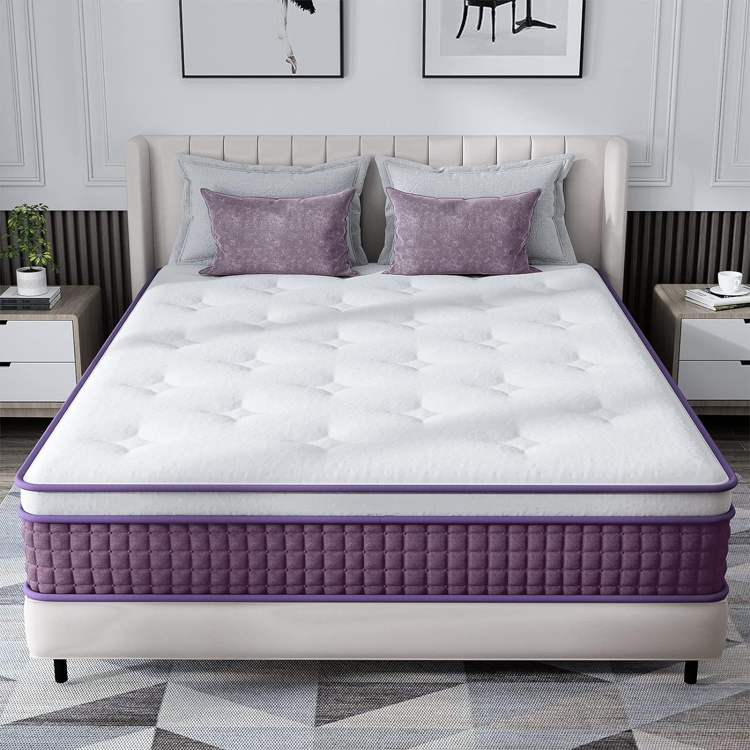 Queen Mattress, 10 Inch Hybrid Queen Mattress with Plush Foam and Individually P...