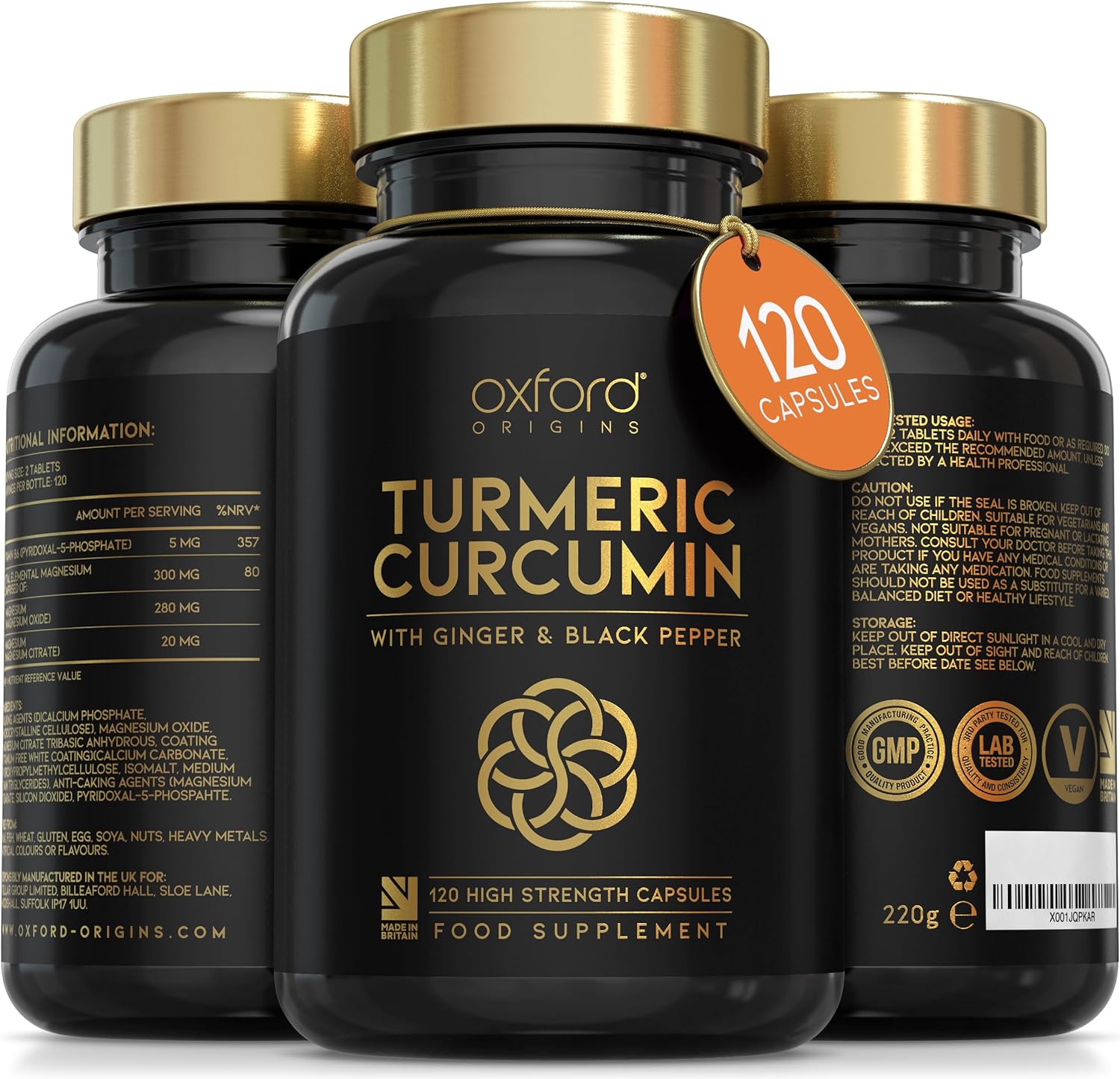 Advanced Turmeric Capsules High Strength 3000mg, Ginger & Black Pepper | ONE per...