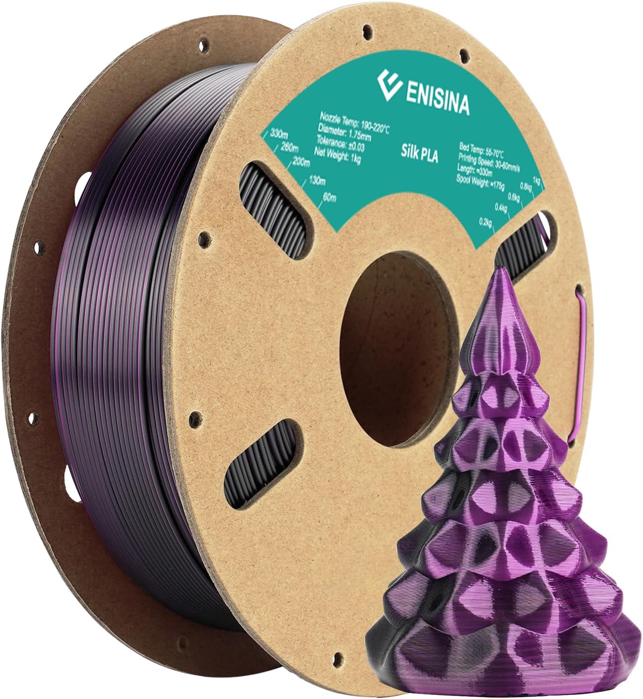 Silk PLA Filament 1.75mm, ENISINA Silk Shiny Filament Clog-Free for 3D Printer -...