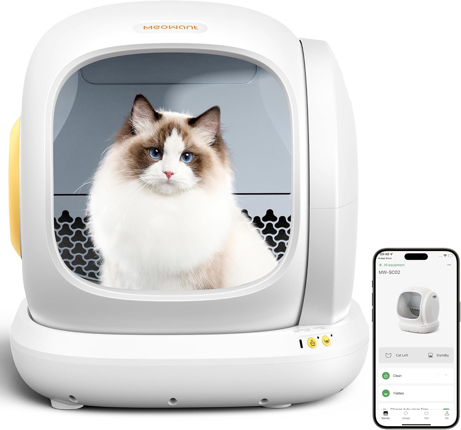 MeoWant Self-Cleaning Cat Litter Box, 75L Extra Large Open Automatic Cat Litter...