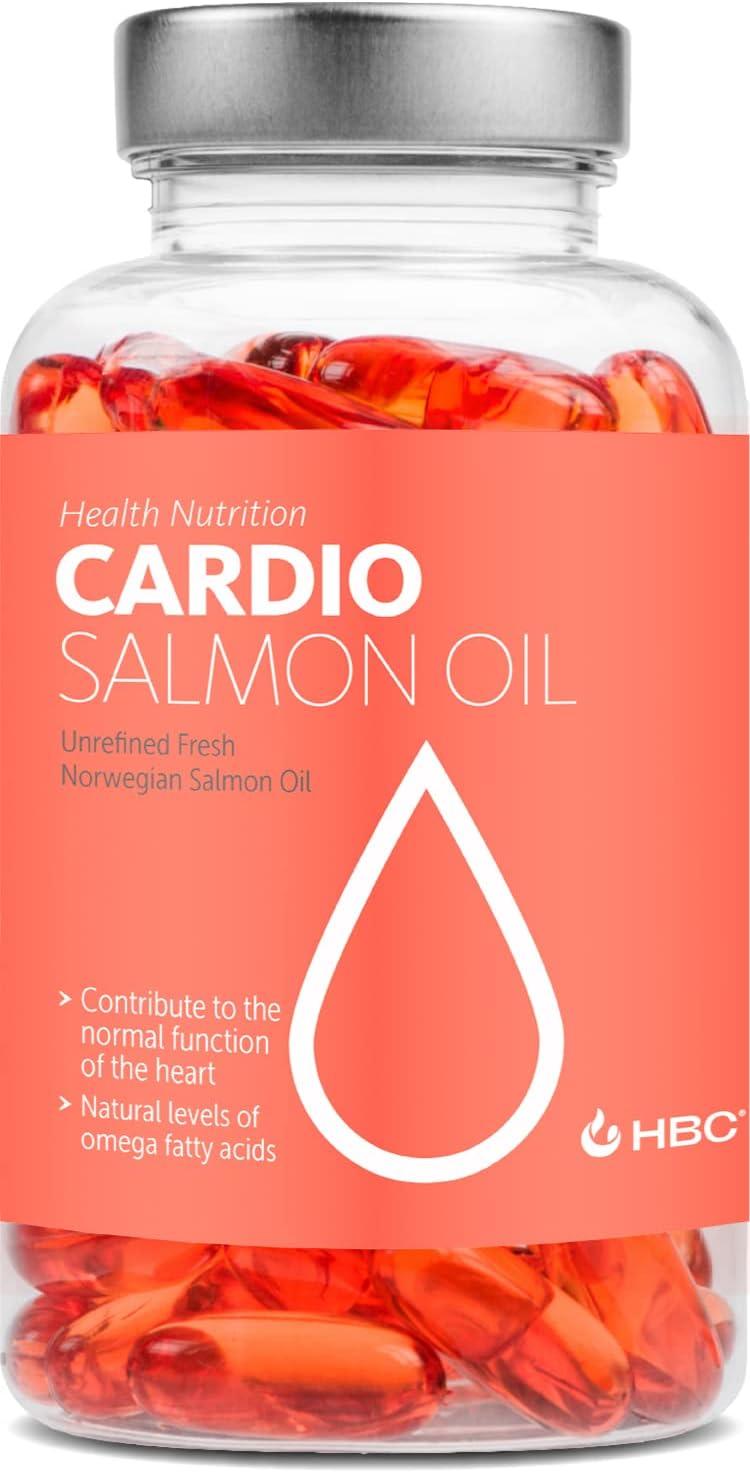 Cardio Omega 3 Salmon Fish Oil - 1000mg, 90 Capsules, 45 Day Supply, with EPA, D...