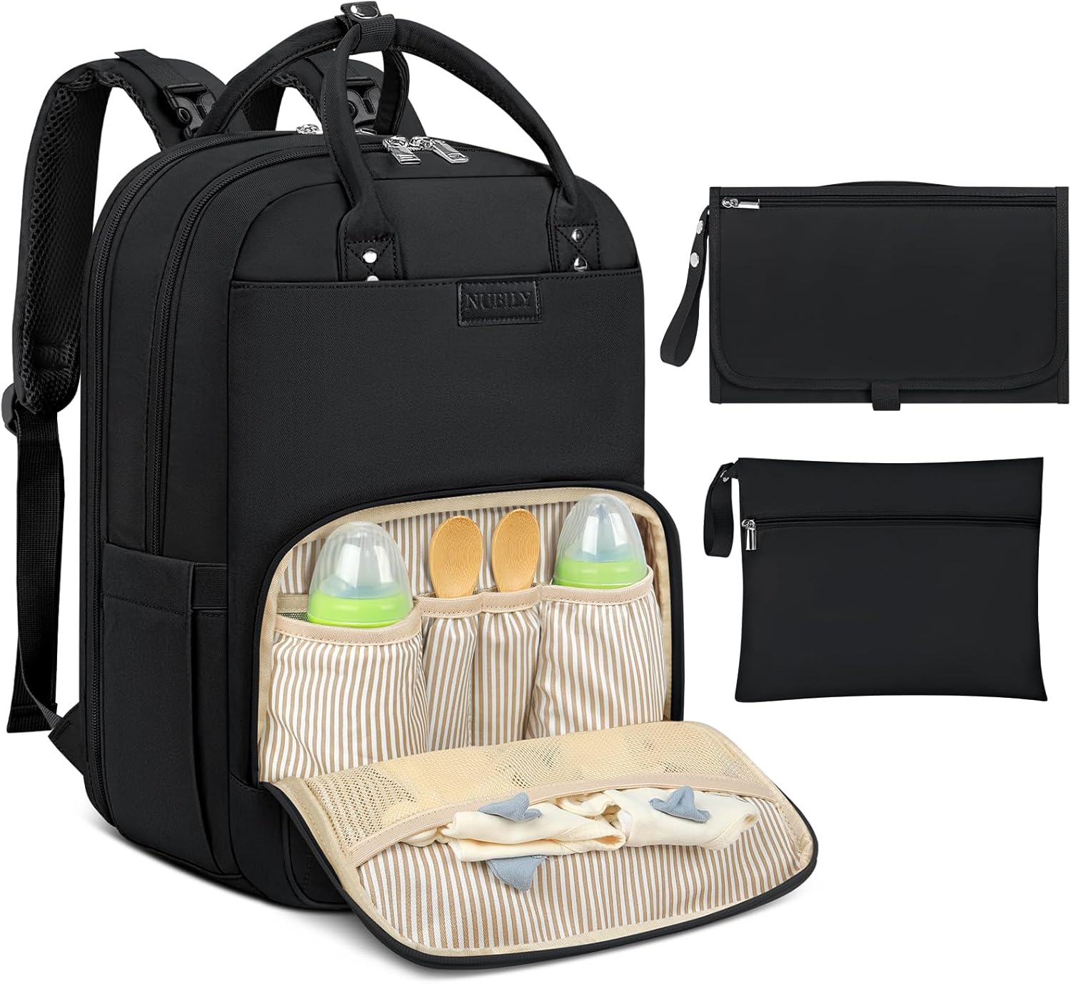 Baby Changing Bag Backpack with Portable Changing Mat Waterproof Nappy Bag Multi...