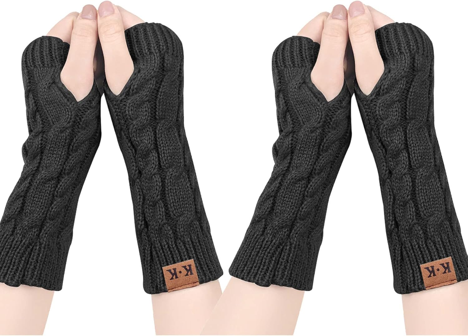 YONHEE Women Fingerless Gloves, Unique Winter Wrist Warmers, Special Thumb Hole...