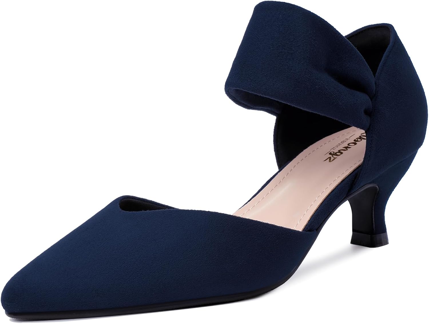 RIBONGZ Kitten Heels for Women Closed Toe Comfortable Low Heels Pointed Toe Sexy...