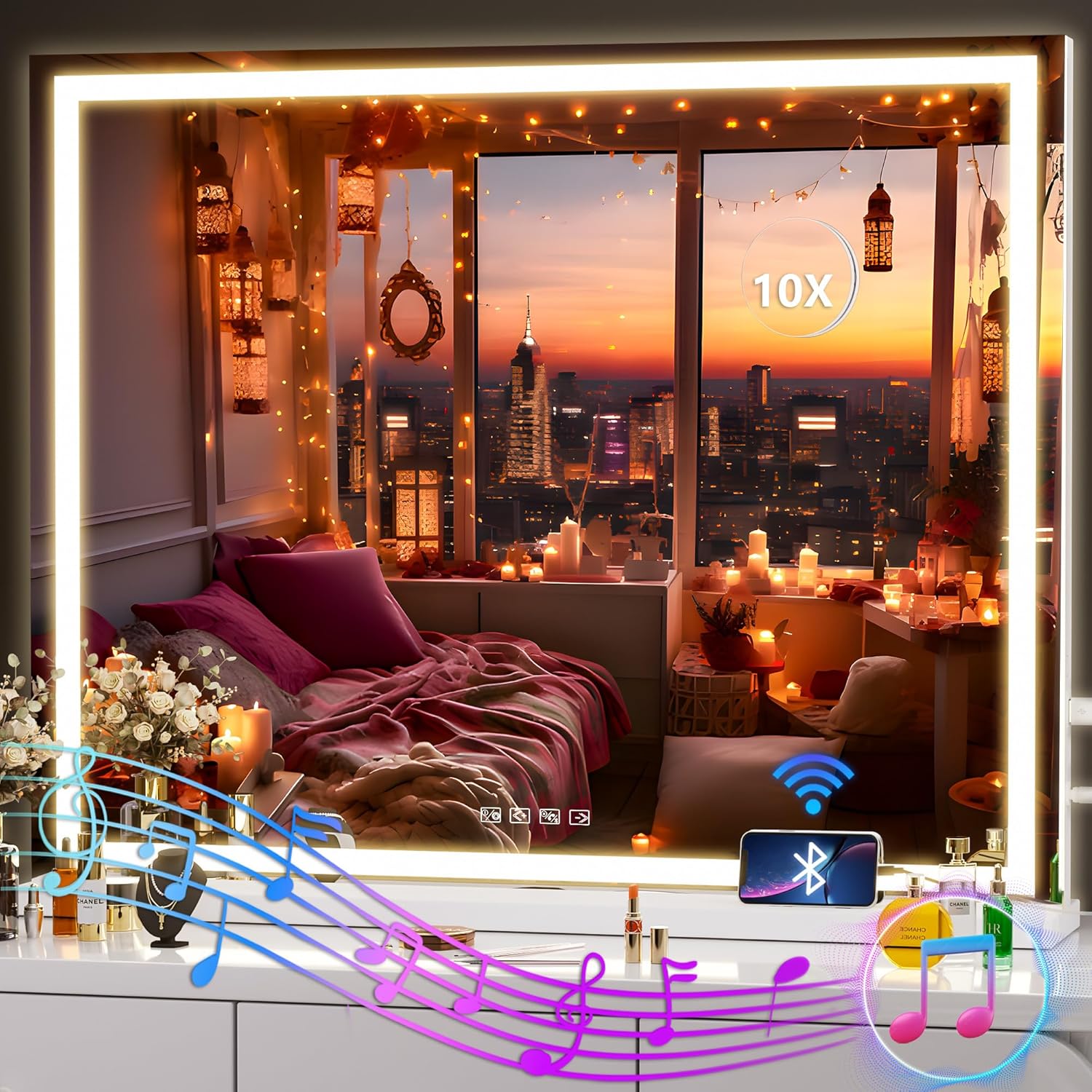 Hasipu Vanity Mirror with Lights, Special LED Makeup Mirror with Bluetooth Speak...