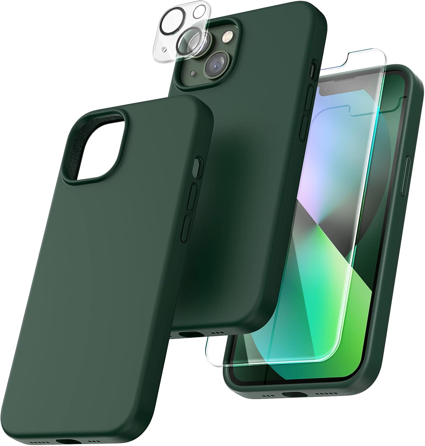 TOCOL 5 in 1 iPhone 13 Case, Special Case with 2 Pack Tempered Glass Screen Prot...