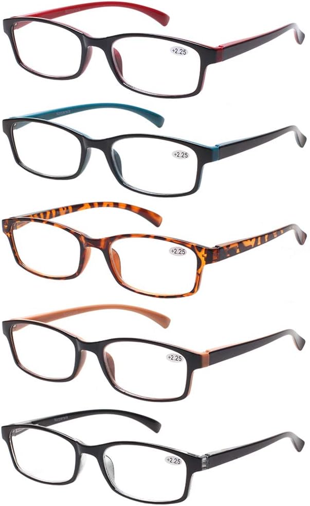 Reading Glasses 5 Pack Fashion Spring Hinge Readers Men & Women Comfortable Glas...