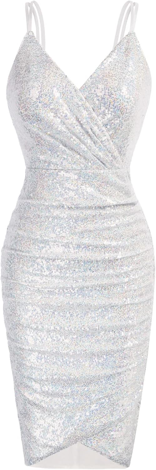 GRACE KARIN Women's Dress, Special Sexy Sequin Sparkly Glitter Ruched Party Club...