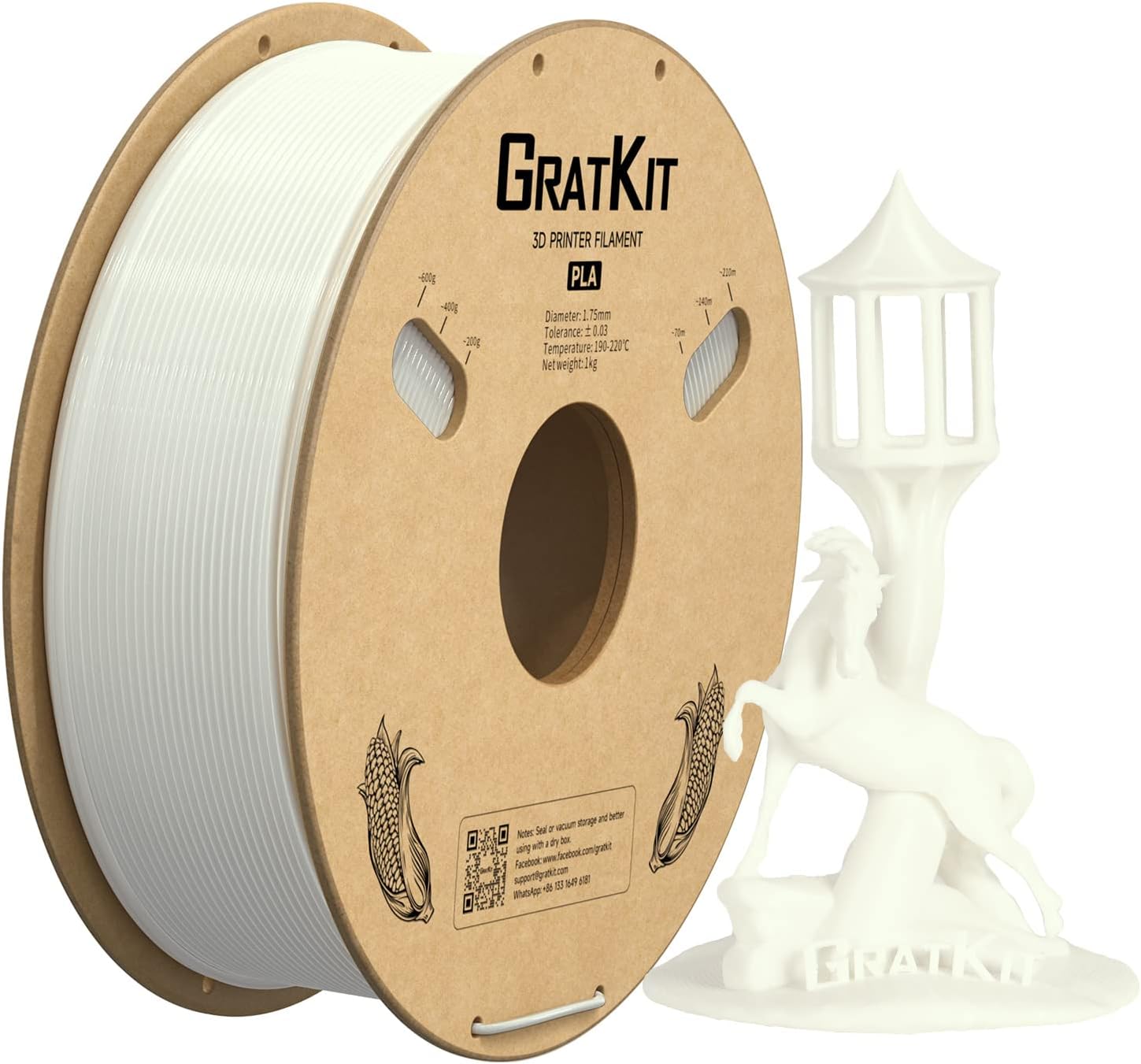 GratKit PLA 3D Printer Filament 1.75mm 1KG,3D Filament Dimensional Accuracy +/-...