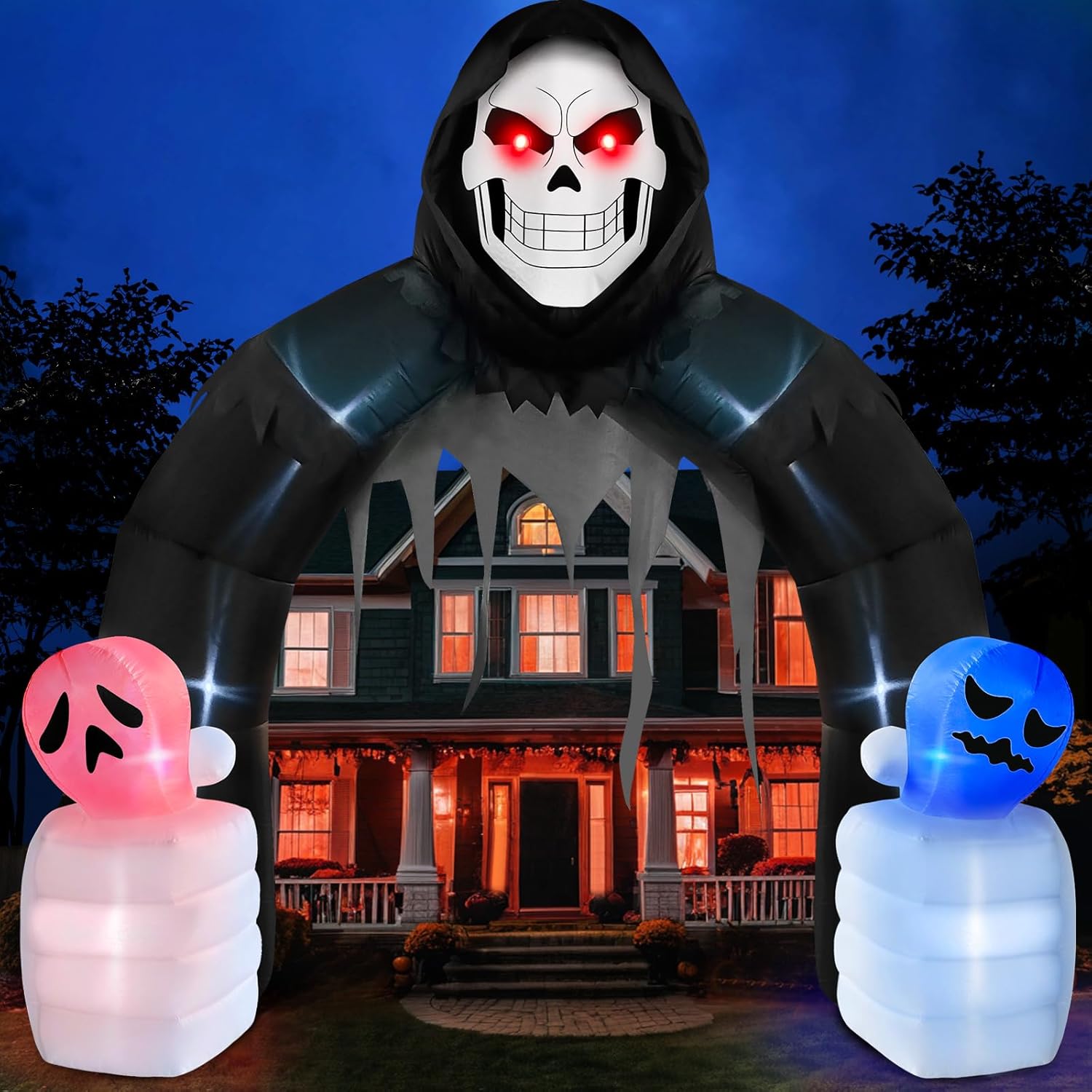 Giant 10 FT Halloween Inflatables Grim Reaper Archway Outdoor Decoration, Scary...