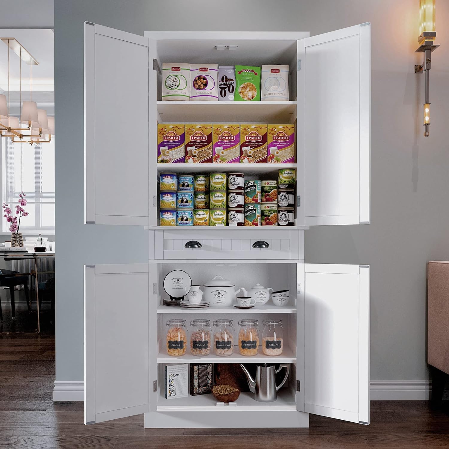 ARTPOWER Kitchen Pantry Storage Cabinet with Drawer and Adjustable Shelves, Bath...