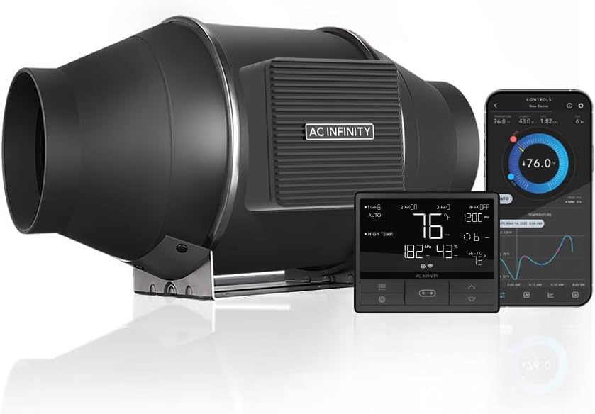 AC Infinity CLOUDLINE PRO T4, Quiet 4” Inline Duct Fan with Temperature Humidity...