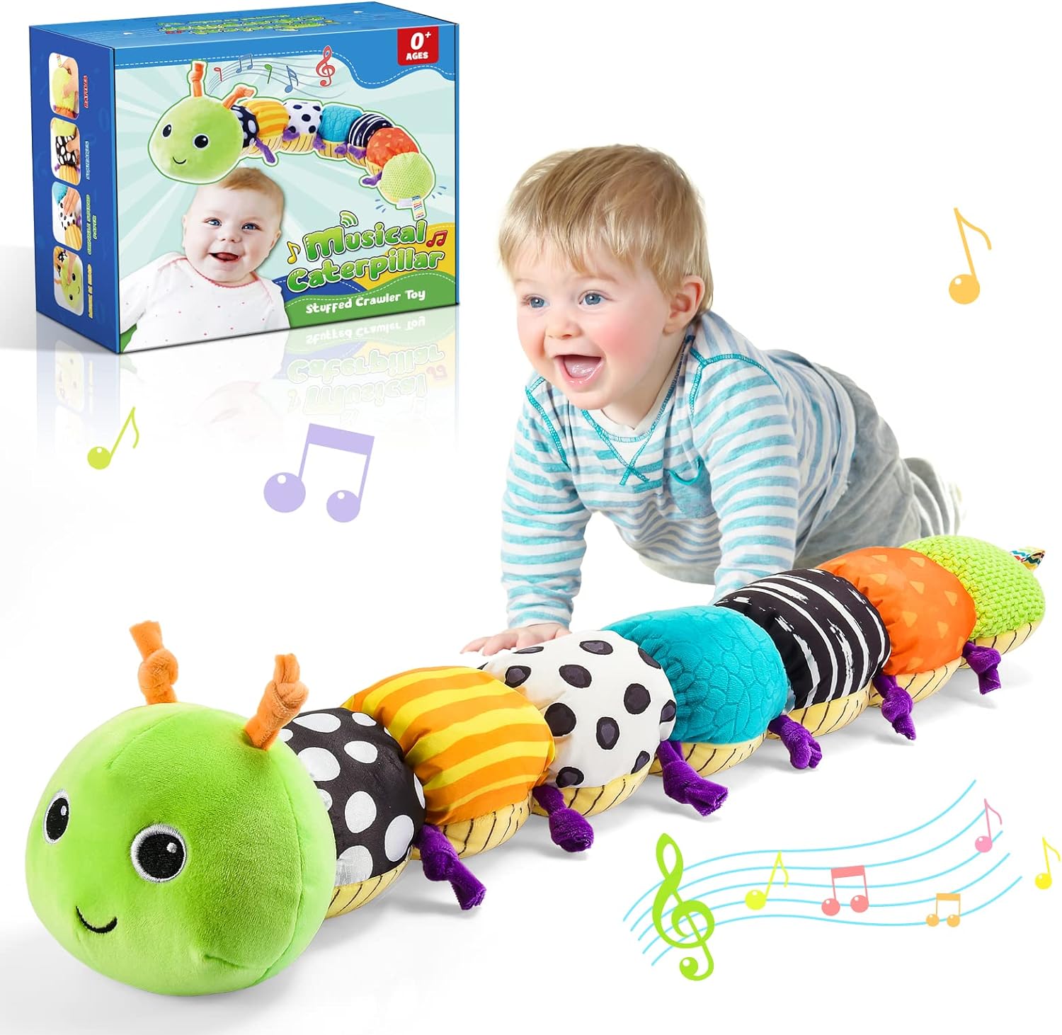 Toyzey Baby Toys 0-6 Months,Musical Caterpillar Sensory Toys for Babies 6-12 Mon...