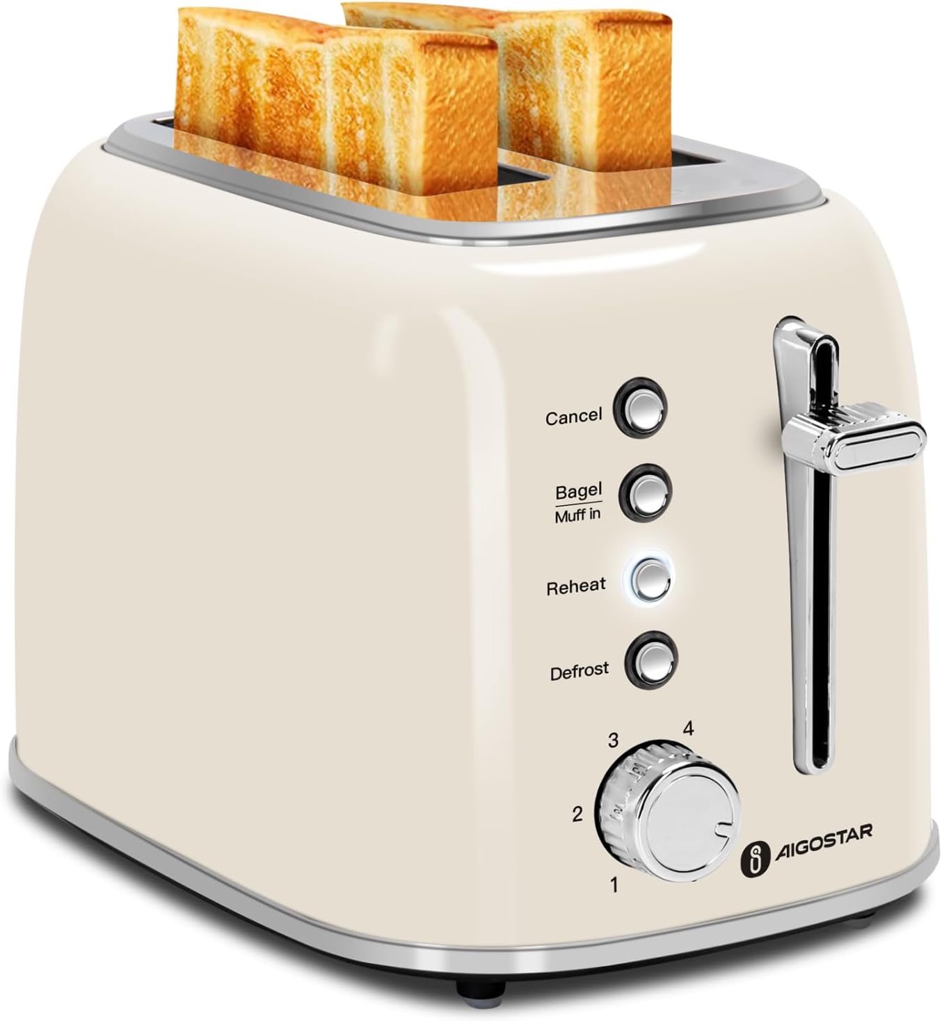 Aigostar Toaster 2 Slice, Retro Extra-Wide Slot To...