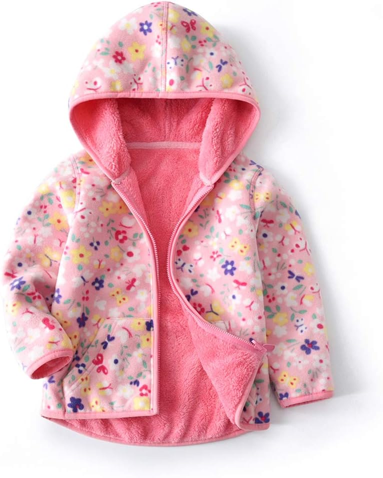 Feidoog Toddler Fleece Jacket Baby Boys Girls Hooded Waterproof Zipper Long Slee...
