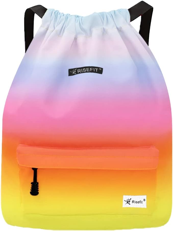 Risefit Drawstring Swimming Bag School PE Bags Waterproof Gym Backpack Daily Boo...