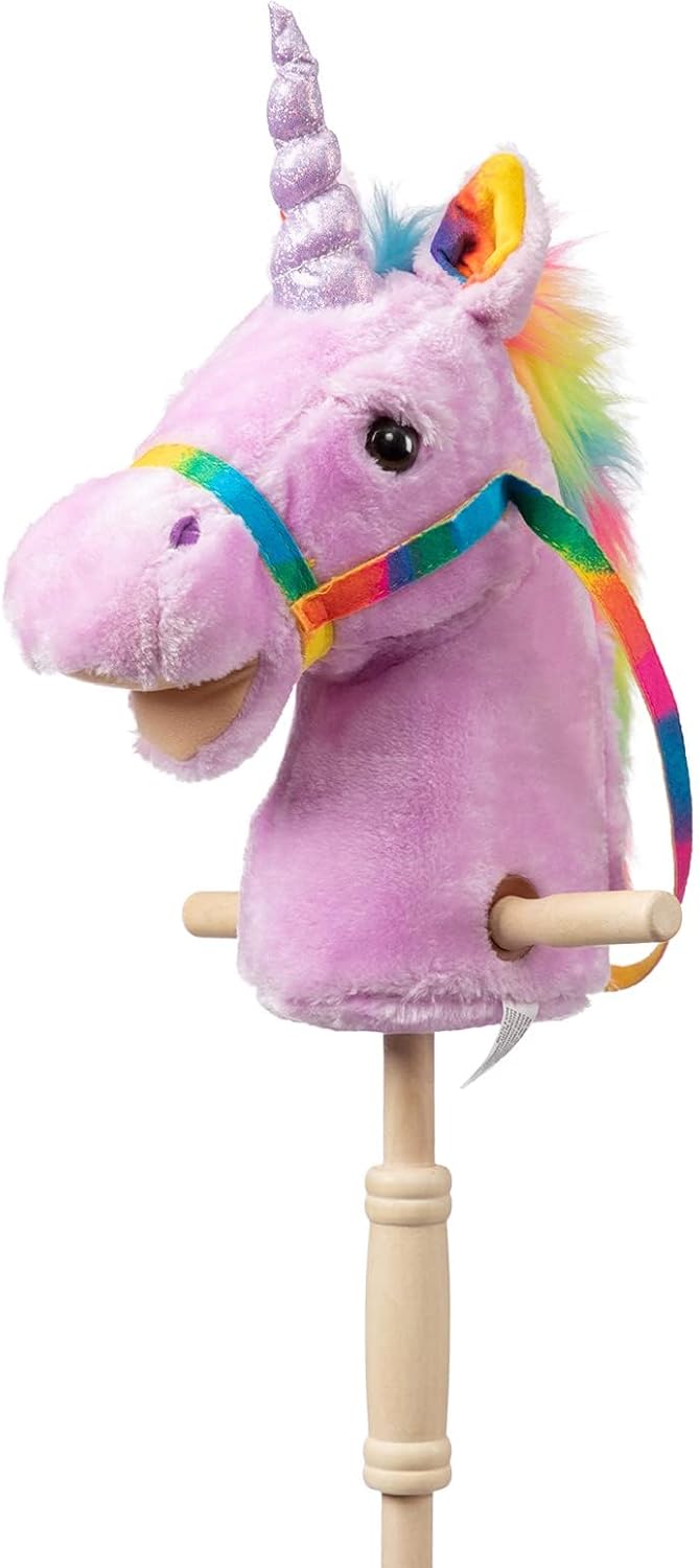 BEJOY Hobby Horse, Stick Horse Toy with Wood Wheels Real Pony Neighing Galloping...