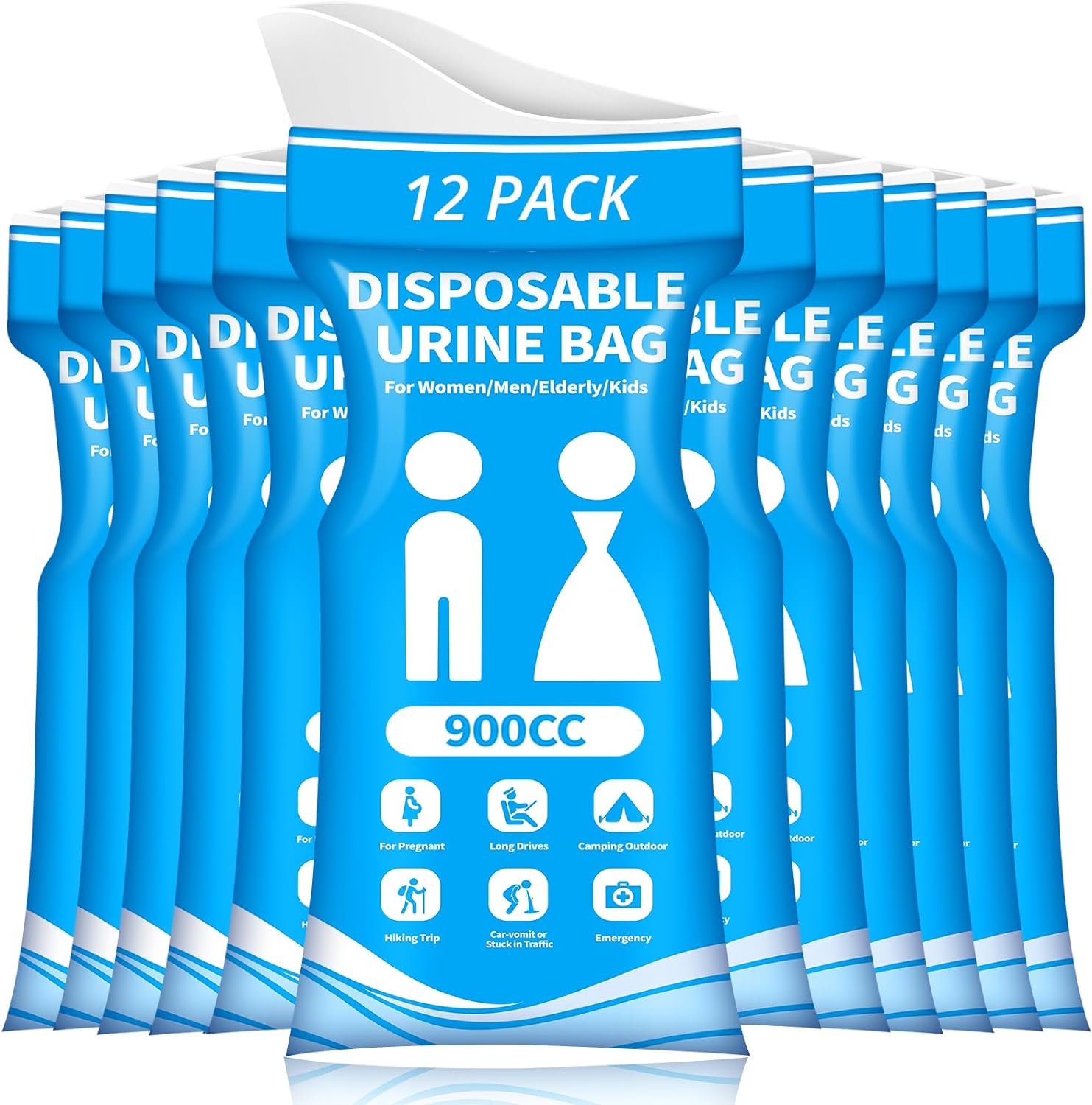Disposable Urine Bag for Travel - 900ML Portable Pee Bags for Women Men 12 PCS/2...