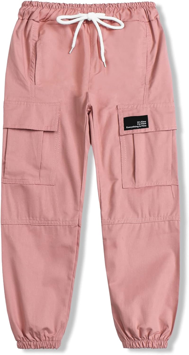Cromoncent Girls&Womens Cargo Pants Elastic Waist Lightweight Outdoor Jogger Pan...