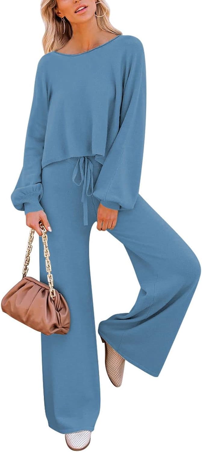 Pink Queen Women's 2 Piece Outfit, Special Sweater Set for Long Sleeve Crop Knit...