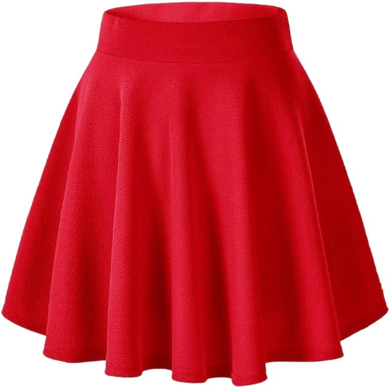 Afibi Skirt, Unique Casual Mini Stretch Waist Skirt, Special Plain Pleated Skate...
