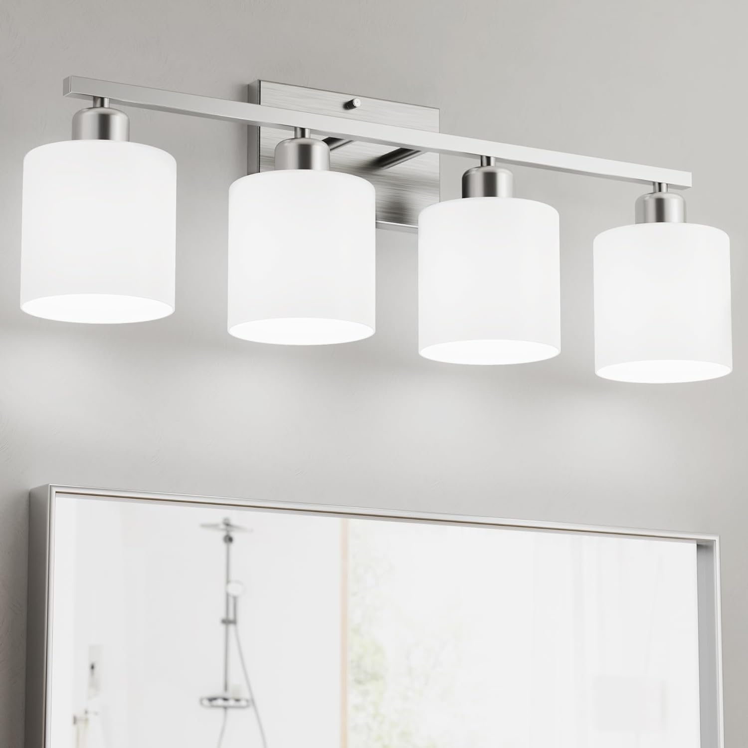 Bathroom Lights Over Mirror Brushed Nickel, Anti-Rust 4-Light Bathroom Vanity Li...