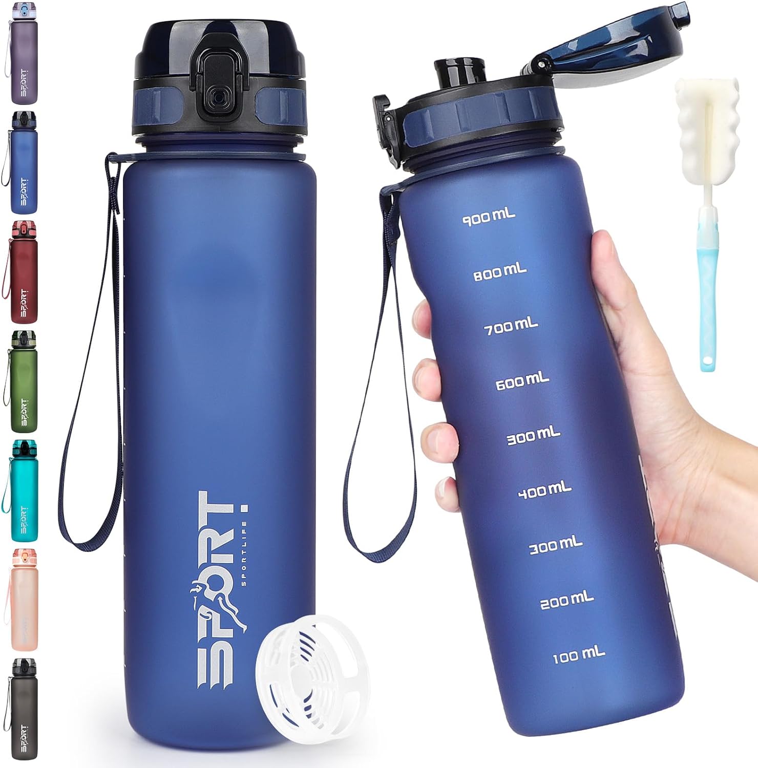 HASAGEI Water Bottle 1L Sports Water Bottle Leak-proof Drinking Bottle Dishwashe...