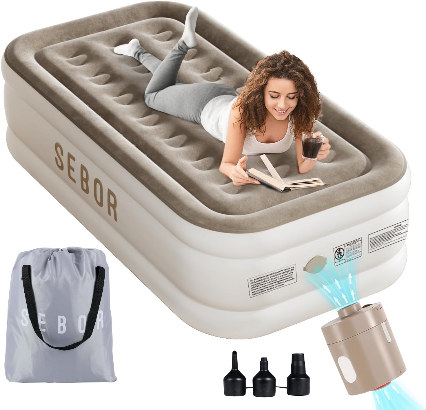 Air Mattress Twin with Built in Pump, 18" Ultimate Comfort Blow up Mattress Twin...