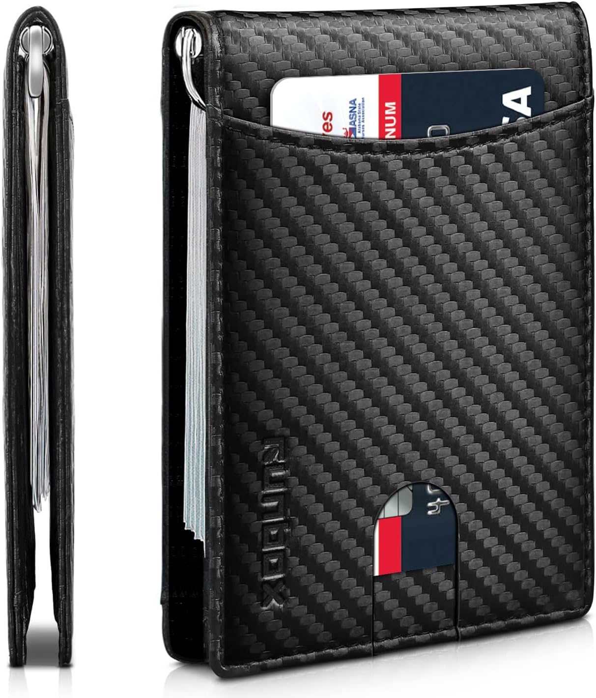 RUNBOX Genuine Leather Slim Wallet for Men RFID Blocking Bifold Minimalist Front...