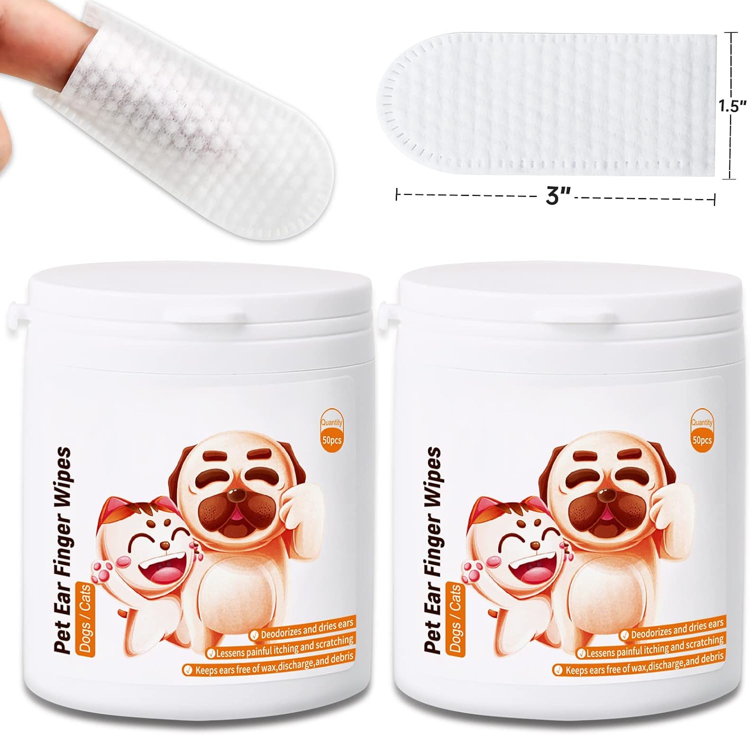 kulloomii Dog Ear Finger Wipes 100 Count Biodegradable - Biodegradable Ear Clean...