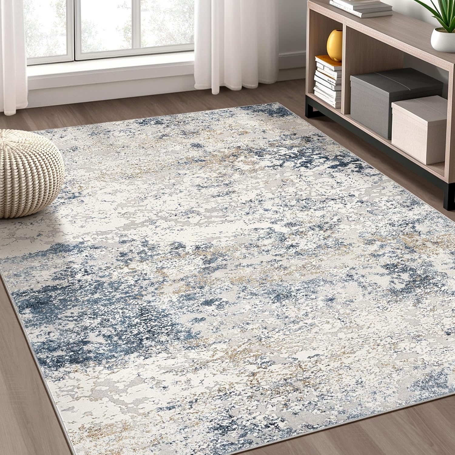 Area Rug Living Room Rugs - 5x7 Abstract Large Soft Indoor Washable Rug Neutral...