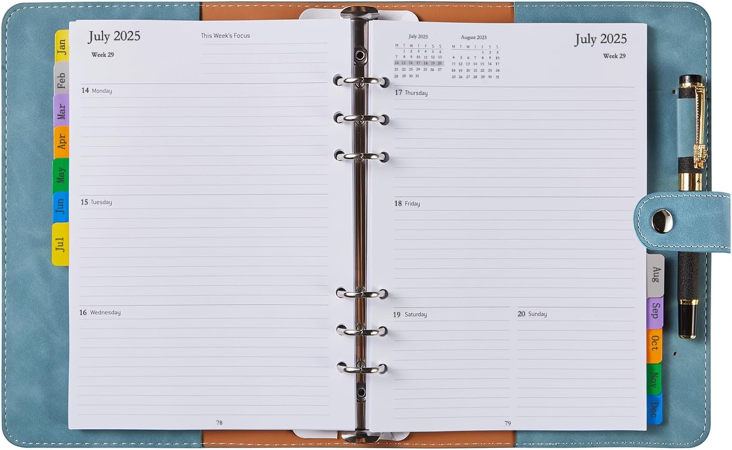 2025 Diary A5 Week to View Refillable, Weekly & Monthly Planner with Tabs, Pocke...
