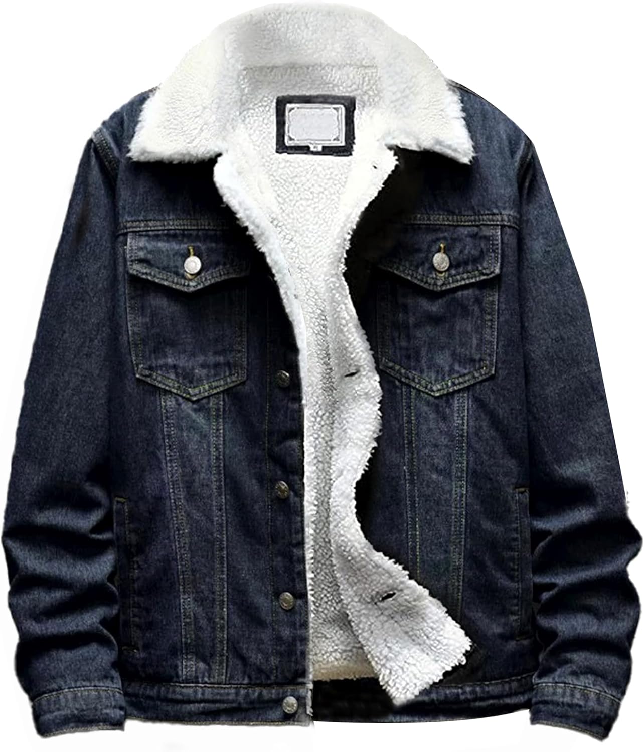 Omoone Men's Lapel Sherpa Fleece Lined Thicken Denim Jean Trucker Jacket Coats X...