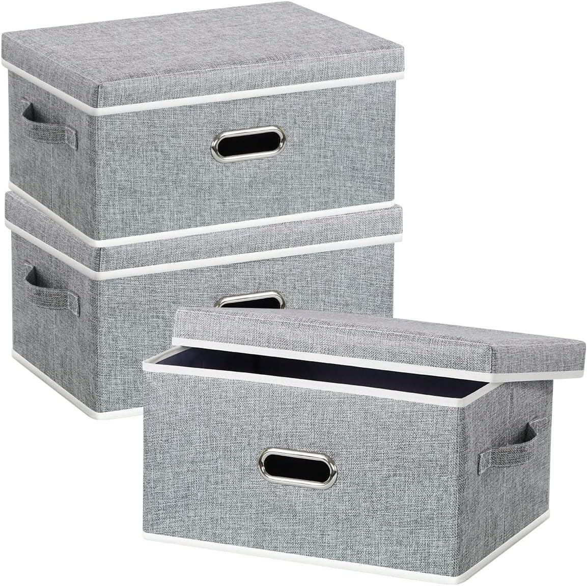 Lesfit Fabric Storage Box with Lid, 20 L, Pack of 3 3 Pcs