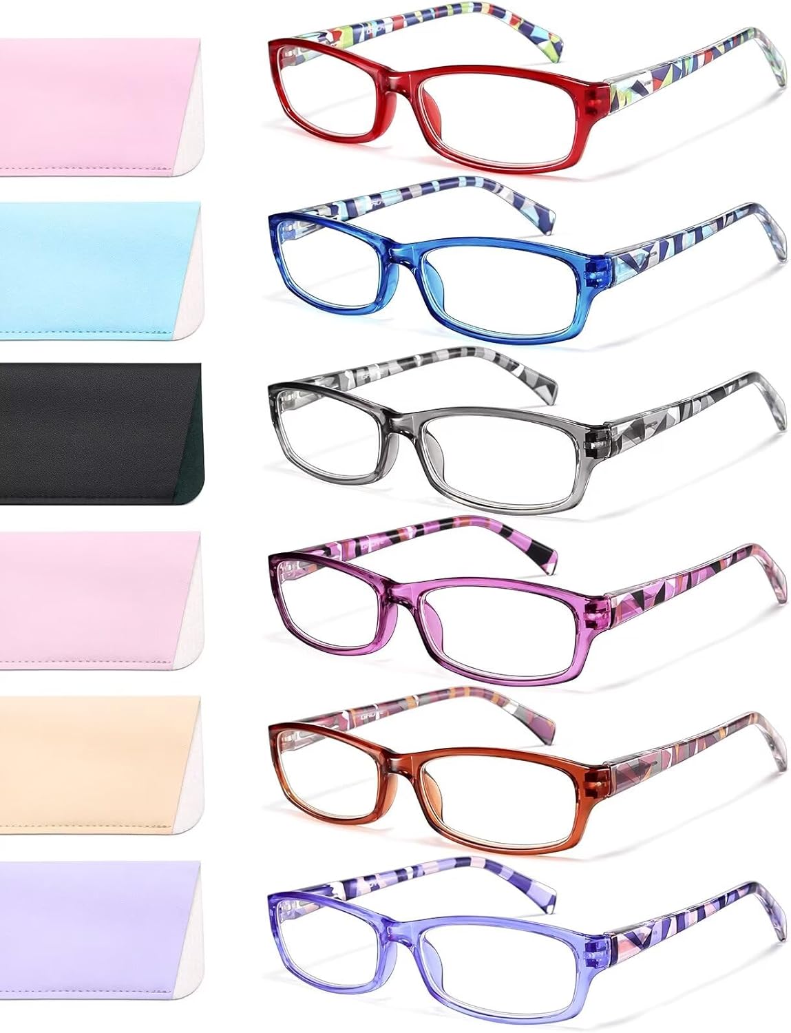 Gaoye Reading Glasses for Women, 6 pack Fashion Readers for Women Men Spring Hin...