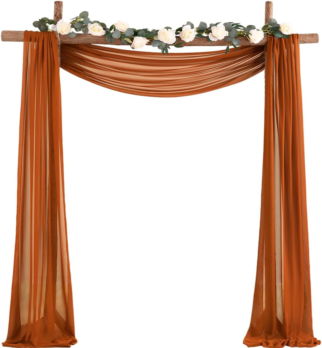 Socomi Wedding Arch Draping Fabric 1 Panel 29" x 19Ft Terracotta Sheer Chiffon C...