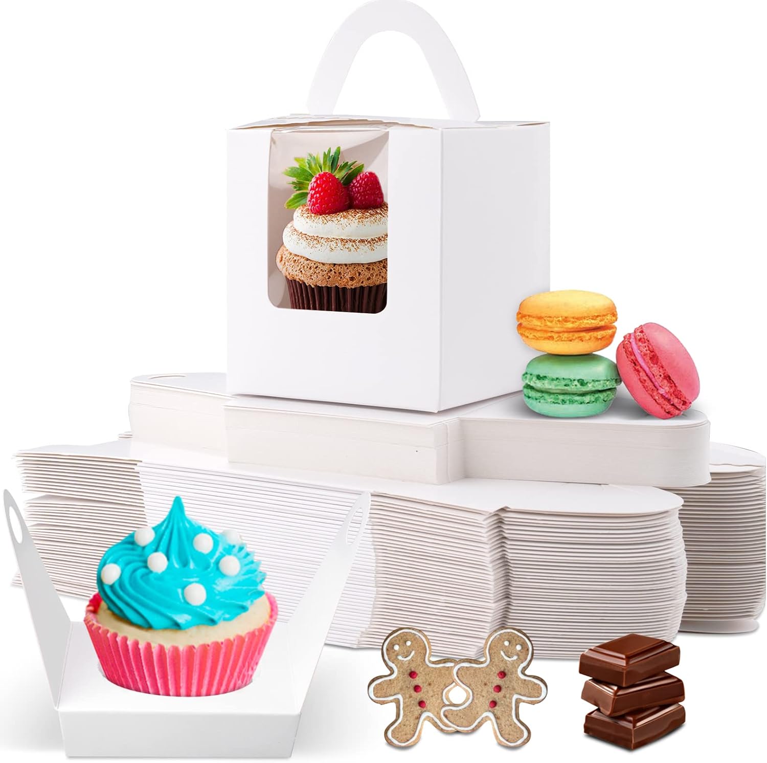 Shine Decor Cupcake Boxes, Unique Single Cupcake Boxes with Window and Insert, H...