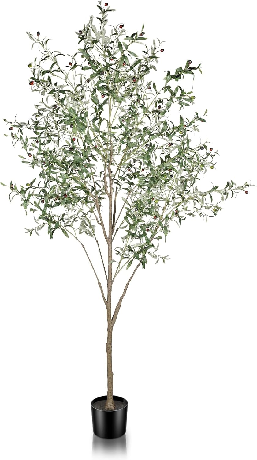 Faux Olive Tree 8ft (96") - Fake Large Olive Trees Indoor with Artificial Olive...