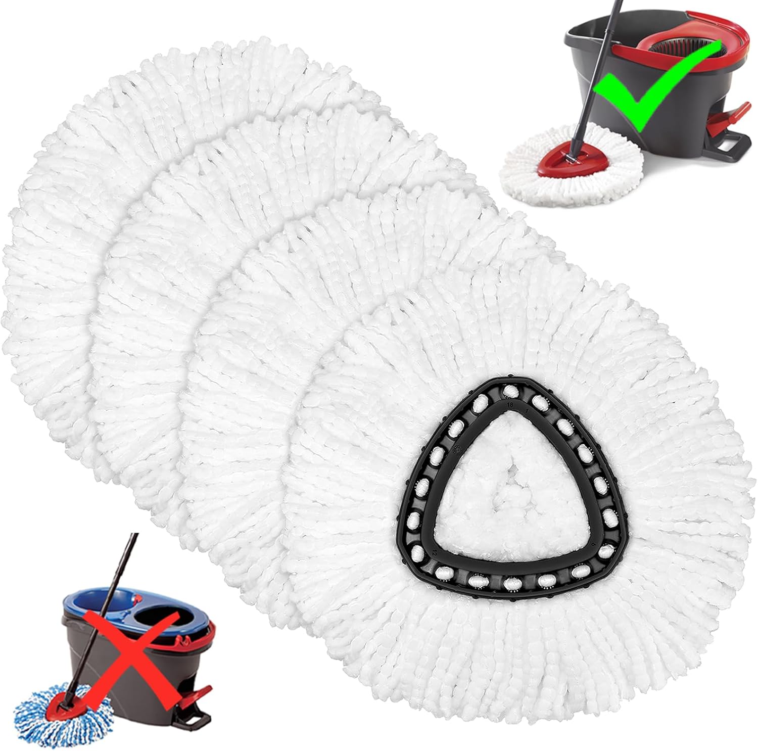 4 Pack Mop Heads Replacement for O-Ceda Easy Wrin Spin Mop, Microfiber Spin Mop...