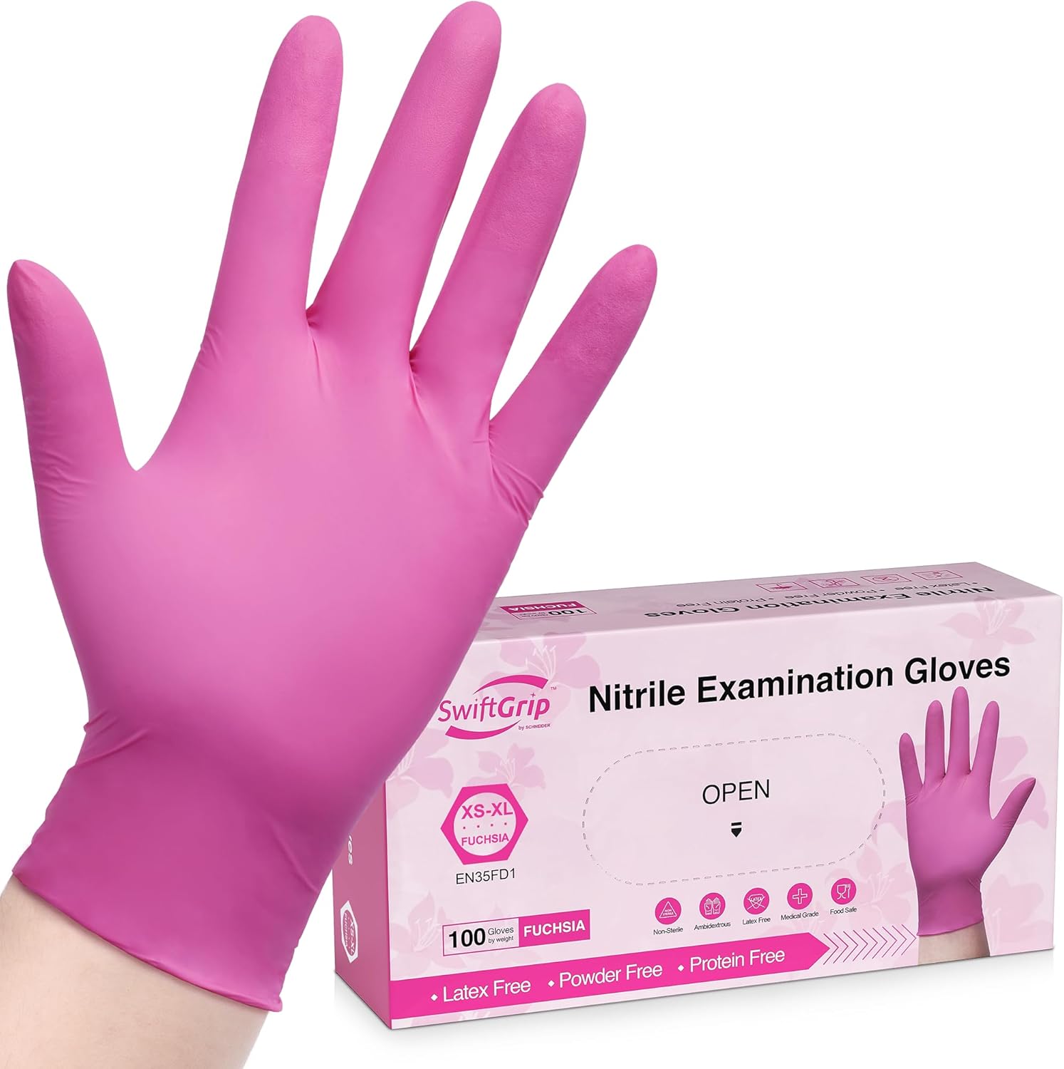 Powder-Free Nitrile Gloves, 100ct Box - 3-mil, Disposable Nitrile Gloves, Latex-...