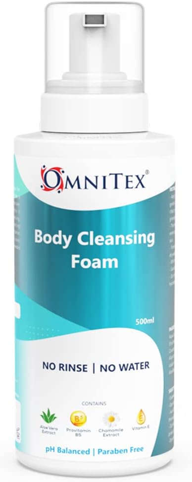 Omnitex Rinse Free Body Cleansing Foam 500ml | With Herbal Oils & Vitamins | No...