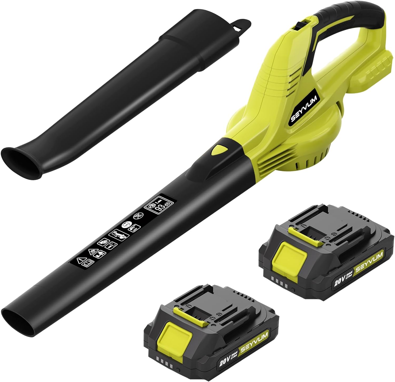 SEYVUM Leaf Blower, 20V Cordless Leaf Blower with 2 Pcs Li-ion Battery, Electric...