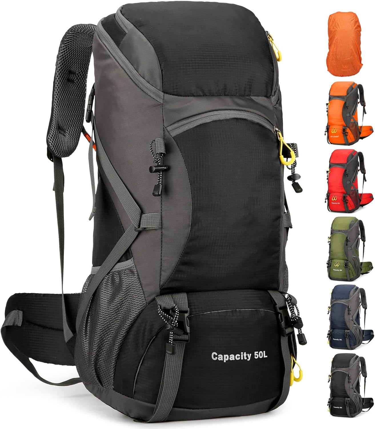 jianyana Hiking Backpack Waterproof 50L Foldable Rucksack Durable Lightweight Ca...