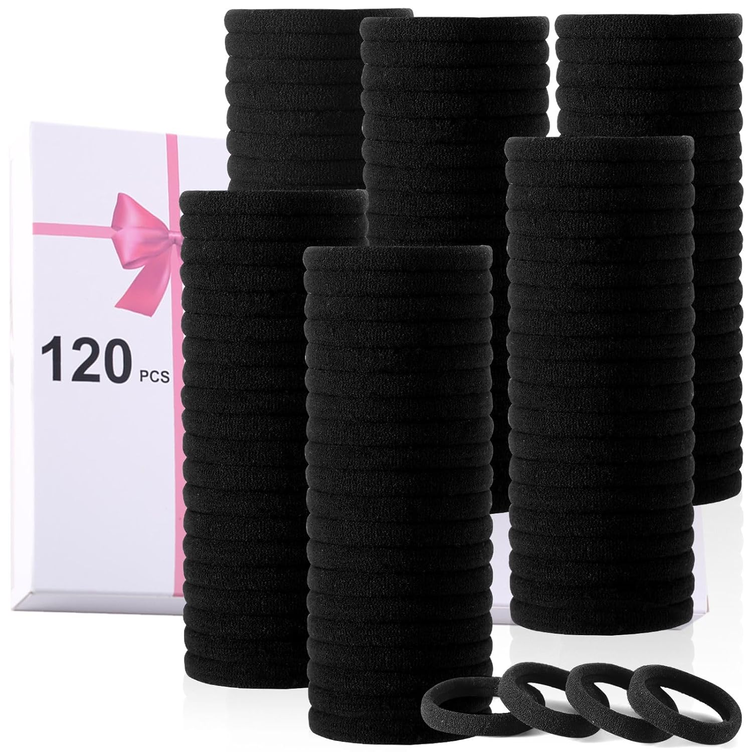 LuSeren 120 Pcs No Damage Hair Ties for Women Thick Hair, Large Soft Seamless Ny...