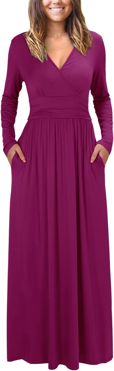 OUGES Women's Dress, Special Women's Long/Short Sleeve V-Neck Wrap Dress, Innova...