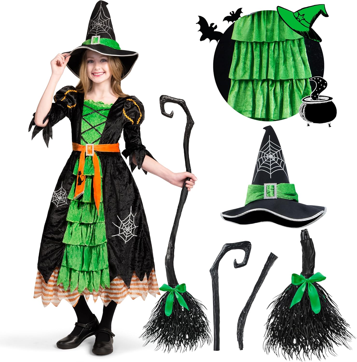 Spooktacular Creations Fairytale Witch Costume, Special Cute Witch Costume Delux...