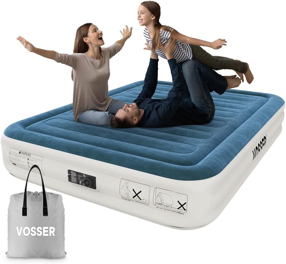 Queen Air Mattress with Built-in Pump,Fast & Easy Inflation/Deflation Inflatable...